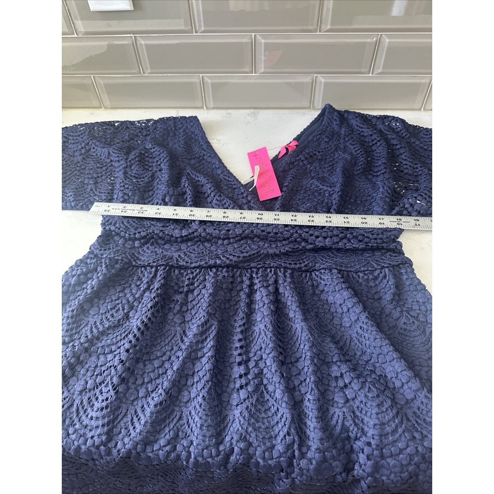 NWT Lilly Pulitzer Parigi True Navy Scallop Shell Lace Skort Romper Dress XL - Picture 10 of 16